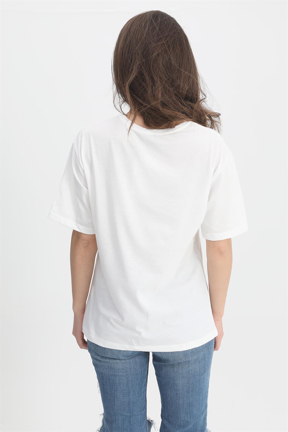 Women's T-shirt Relief Print Crew Neck - Yellow - STREETMODE ™