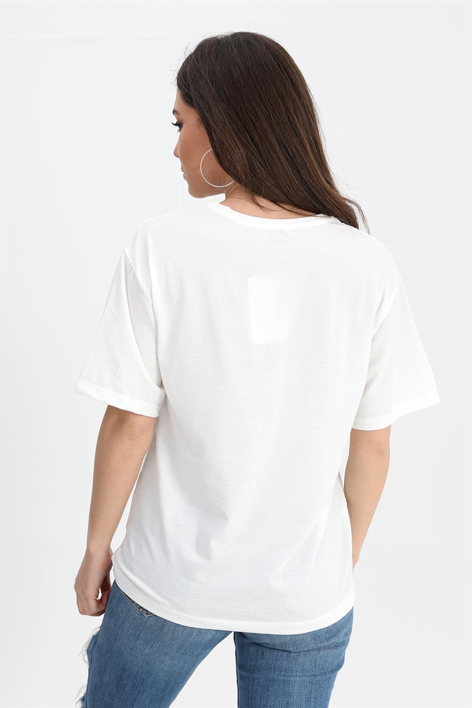 Women's T-shirt Girl Printed Stone Embroidered - Fuchsia - STREET MODE ™