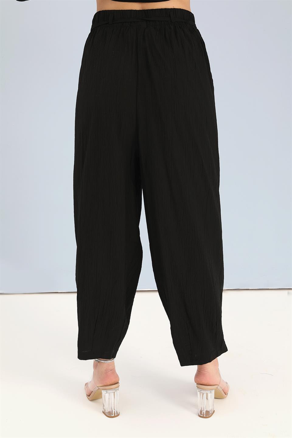 Women's Suit Embroidery Detailed Viscose Shirt Pants - Black - STREET MODE ™