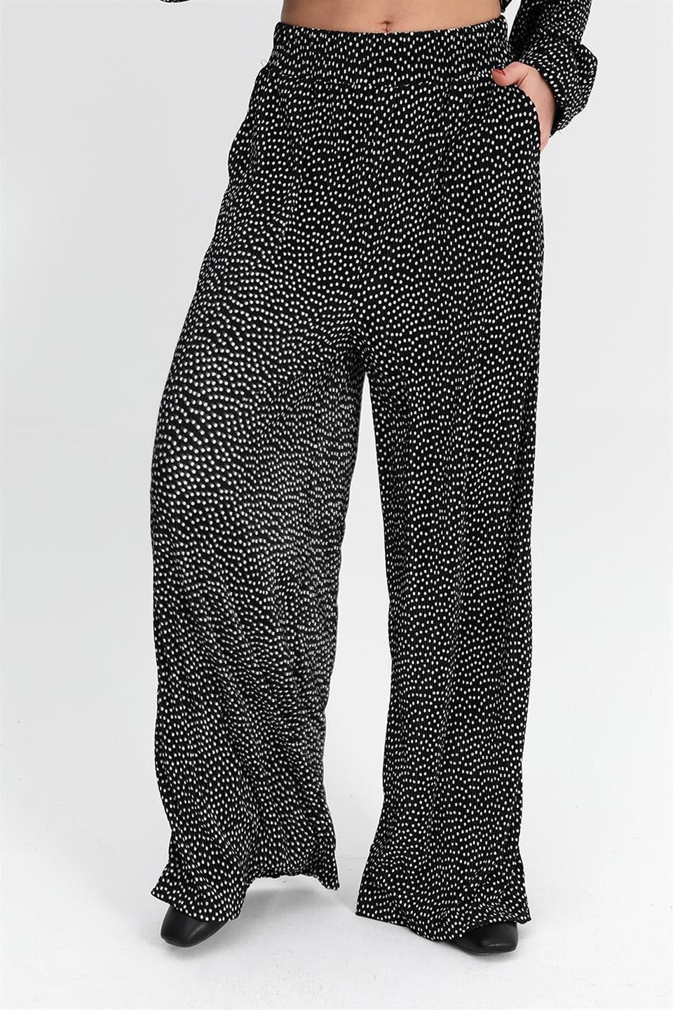 Women's Suit Pleated Knitted Polka Dot Pattern - Black - STREETMODE ™