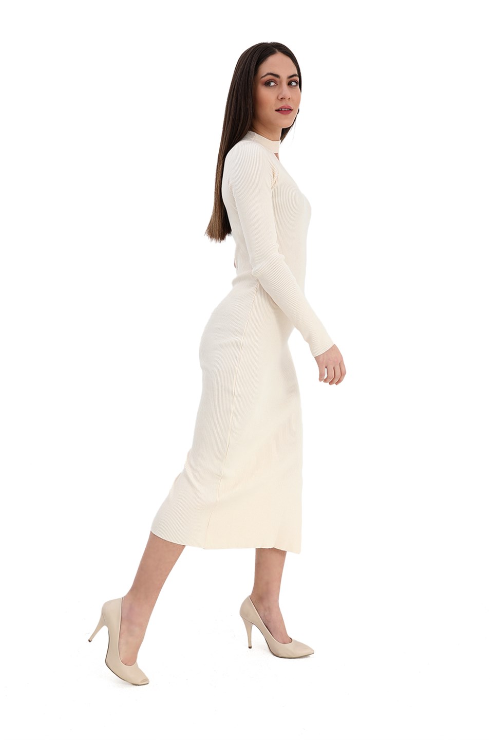 Women's One-Shoulder Sweater Dress - Ecru - STREETMODE ™