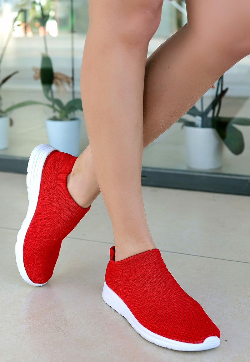 Women's Tilde Red Stretch Sports Shoes - STREETMODE ™
