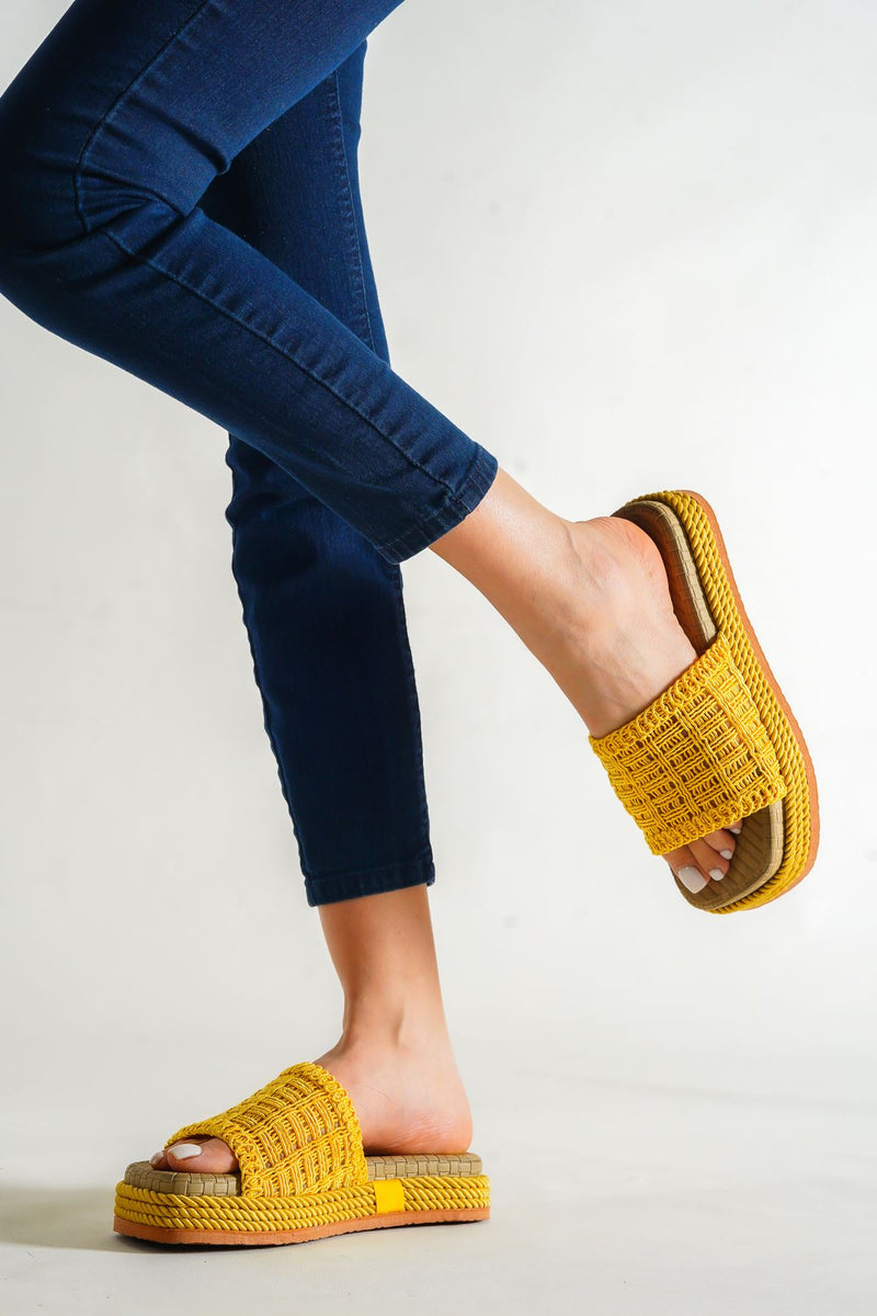 Women's Tokyo Yellow Knitted Slippers - STREET MODE ™