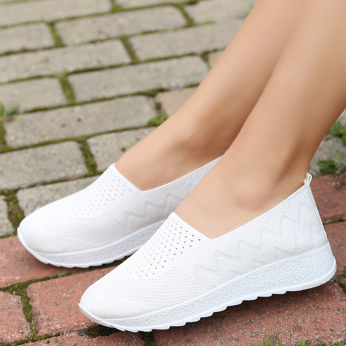 Toly White Knitwear Women's Flat Shoes - STREETMODE ™