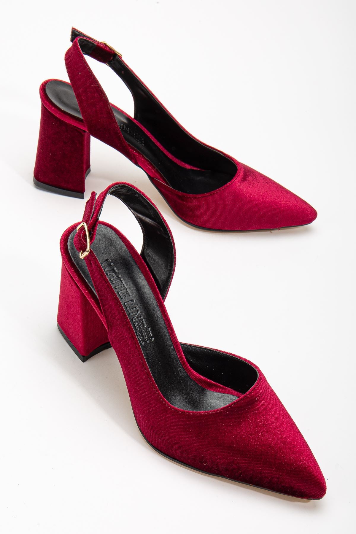 Tonia Claret Red Velvet Heeled Women's Shoes - STREETMODE ™