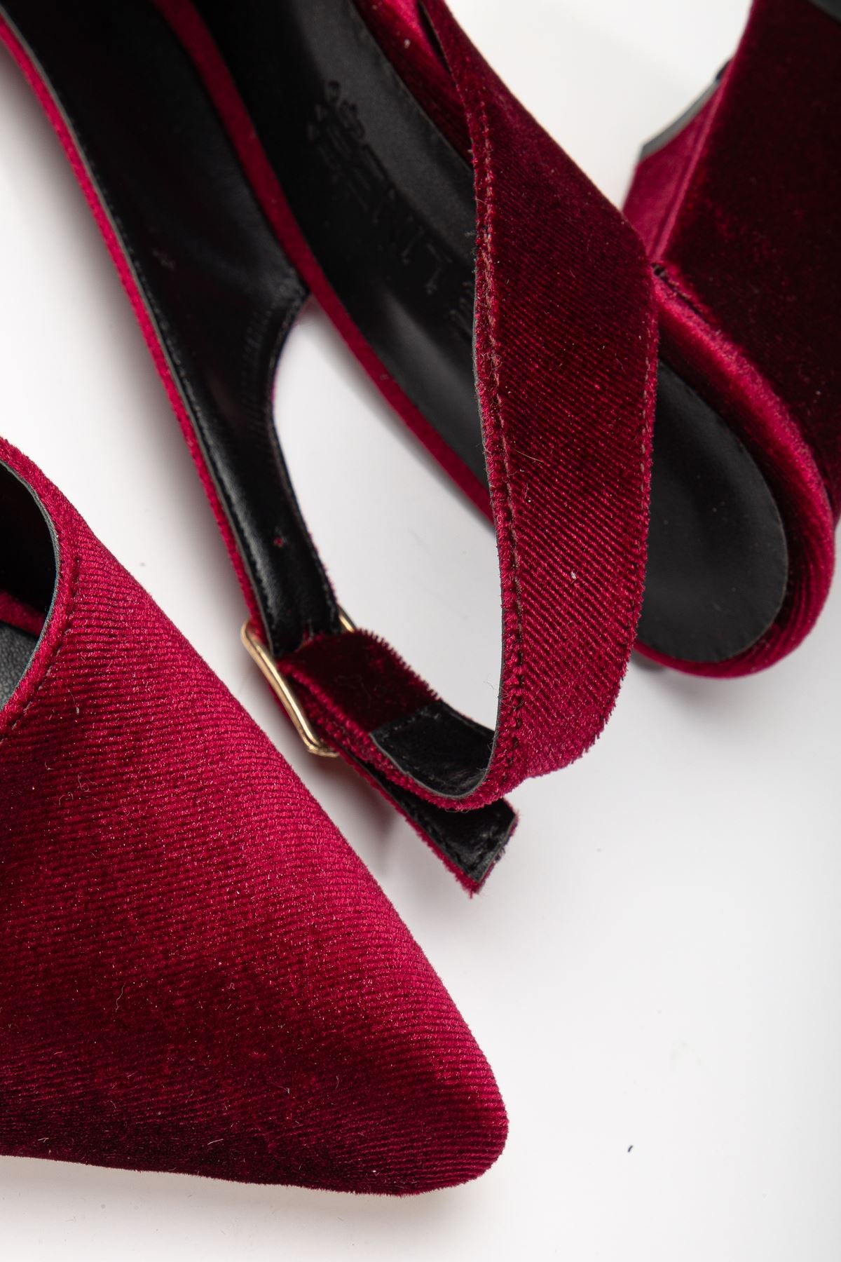 Tonia Claret Red Velvet Heeled Women's Shoes - STREETMODE ™