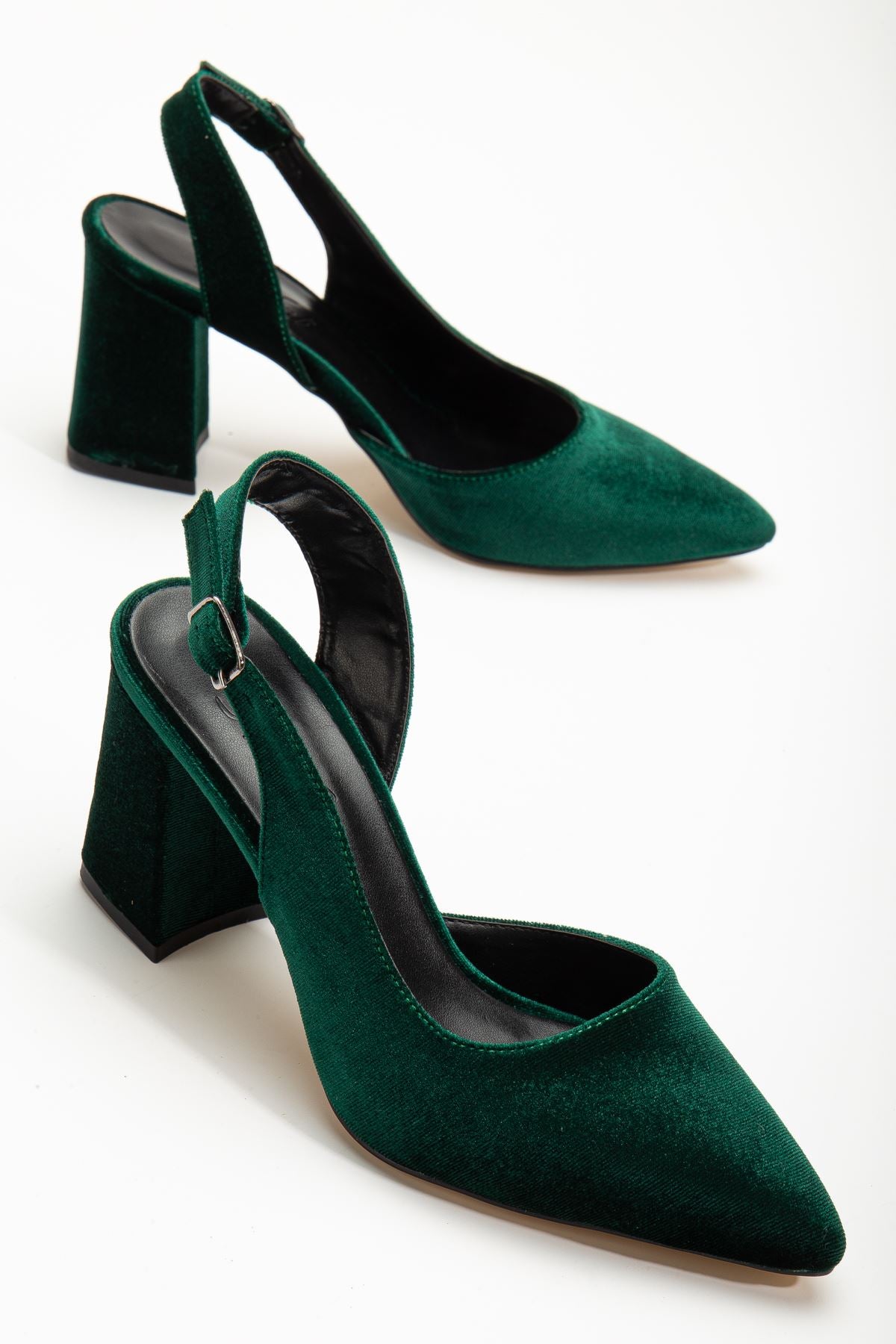 Tonia Khaki Velvet Heeled Women's Shoes - STREETMODE ™