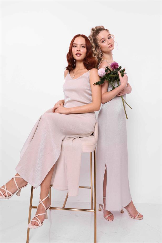 Women's Wholesale Strappy Glitter Dress Gray - STREETMODE ™