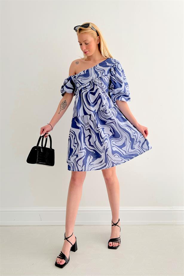 Women's Printed Dress Blue - STREETMODE ™