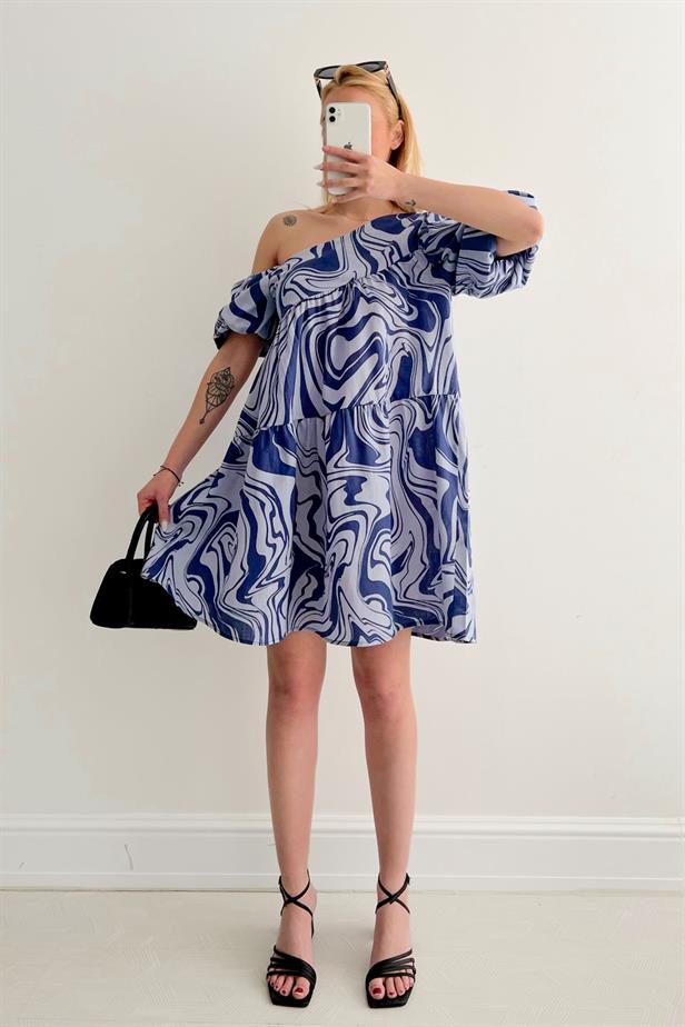 Women's Printed Dress Blue - STREETMODE ™