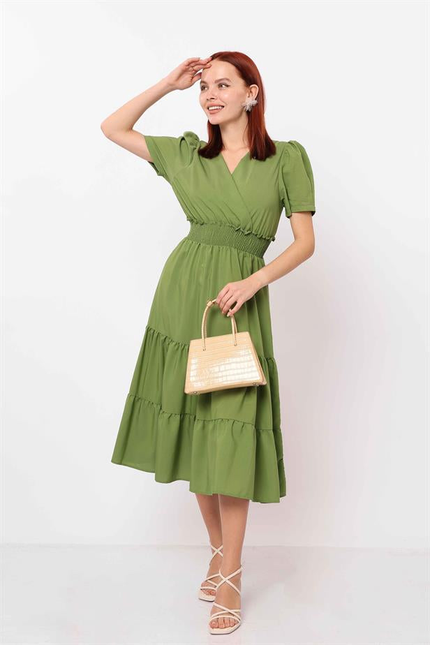 Women's Waist Gipped Dress Petrol Green - STREETMODE ™