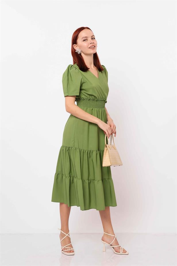 Women's Waist Gipped Dress Petrol Green - STREETMODE ™