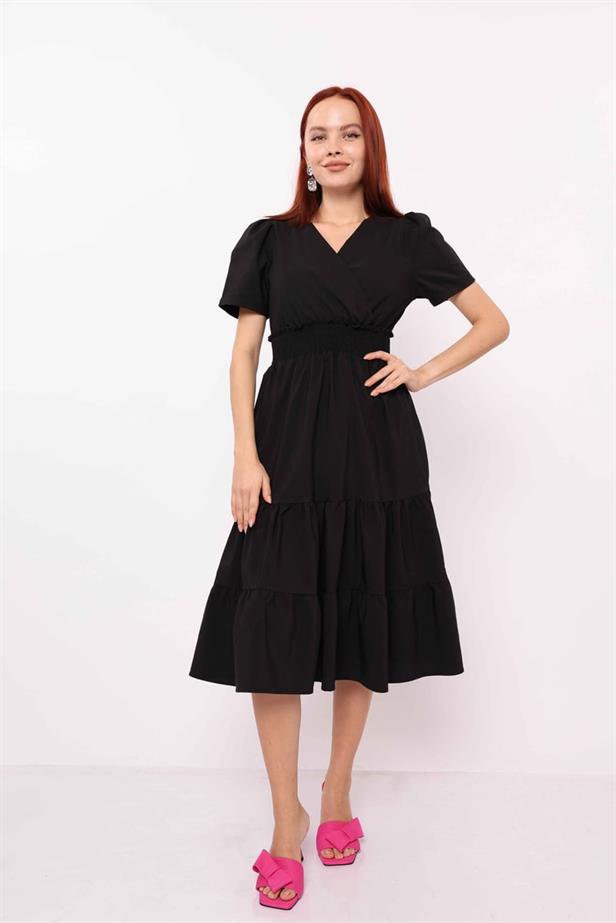 Women's Waist Gipped Dress Black - STREETMODE ™