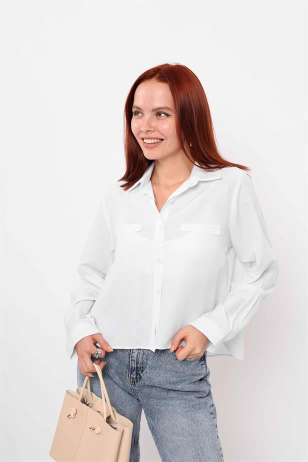 Women's Pocket Fancy Shirt White