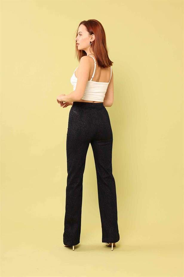 Women's Lace Look Trousers Navy Blue - STREETMODE ™