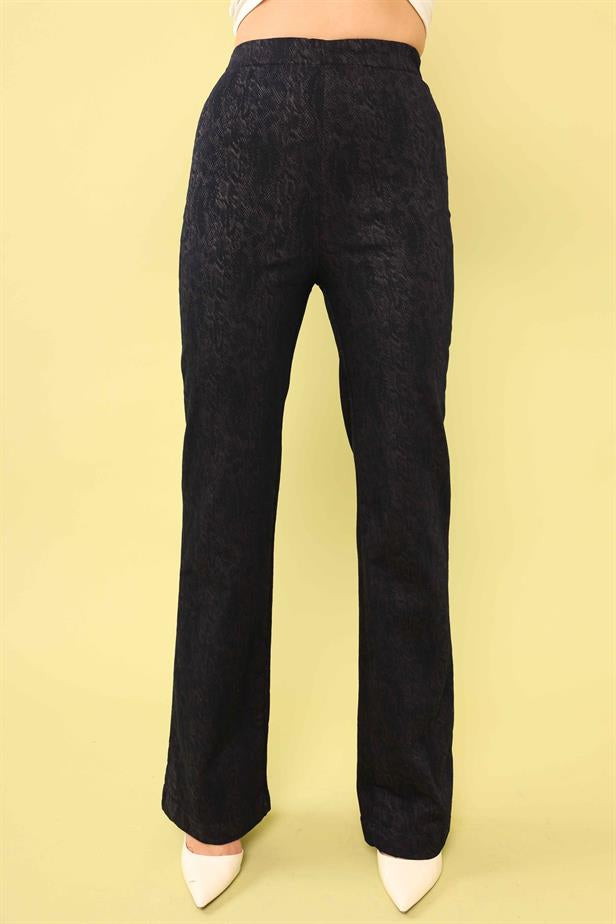 Women's Lace Look Trousers Navy Blue - STREETMODE ™