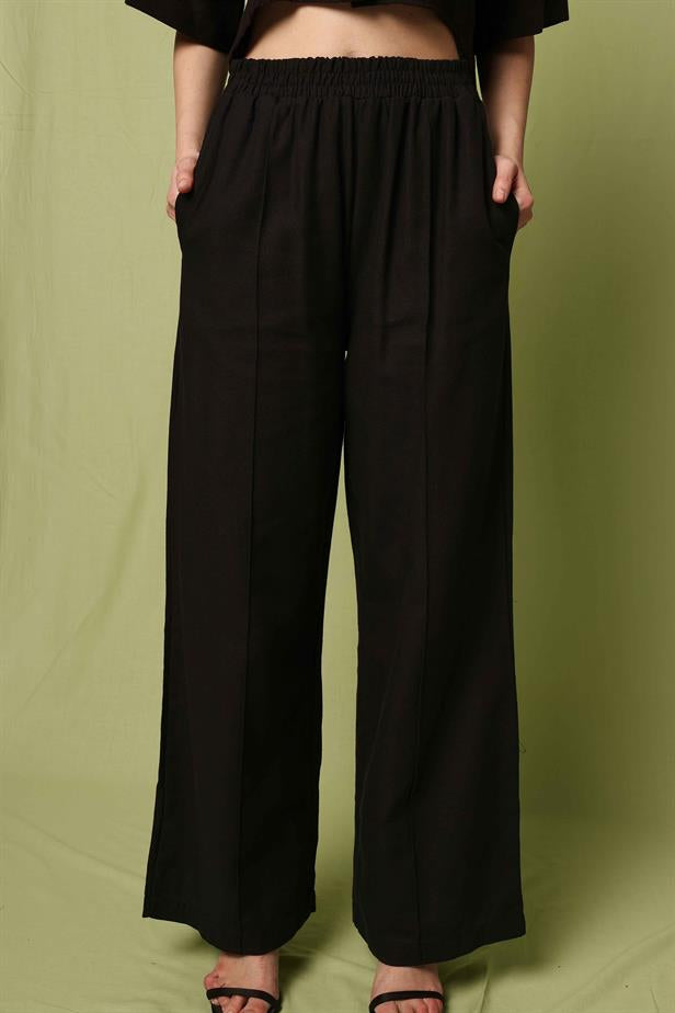 Women's Stitching Detail Trousers Black - STREETMODE ™