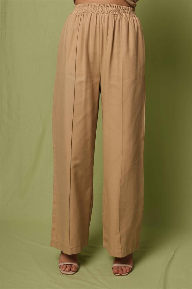 Women's Stitching Detail Trousers Stone - STREETMODE ™