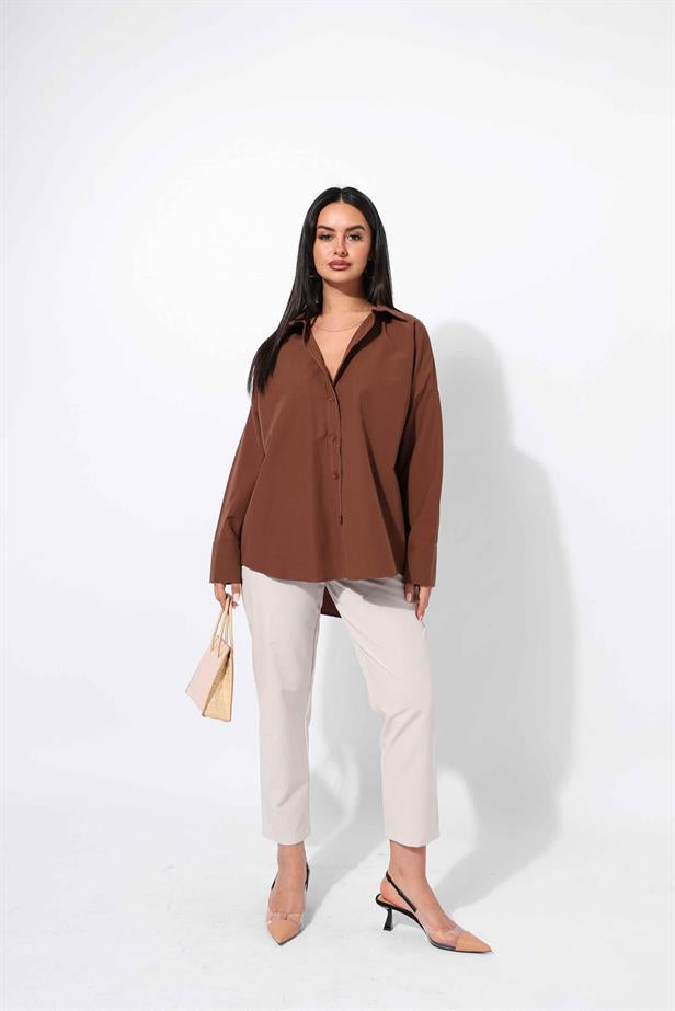 Women's Stitched Shirt Brown - STREETMODE ™