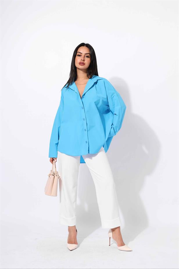 Women's Stitched Shirt Turquoise - STREETMODE ™