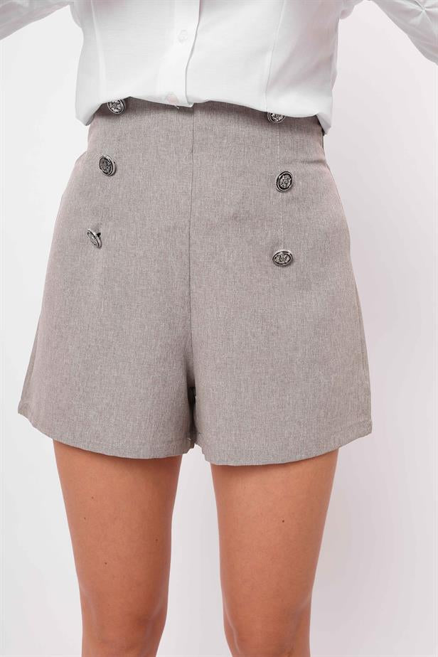 Women's Buttoned Shorts Gray - STREETMODE ™