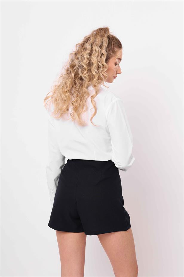 Women's Buttoned Shorts Navy Blue - STREETMODE ™