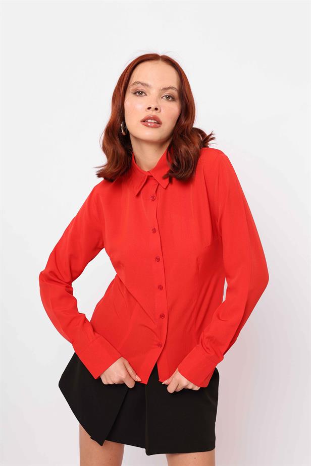 Women's Fitted Shirt Red - STREETMODE ™