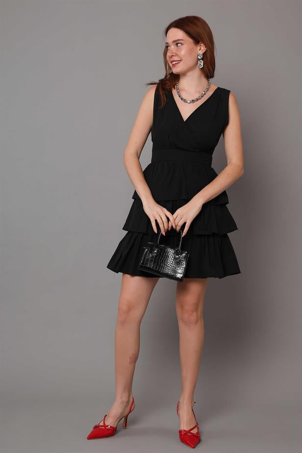 Women's Layered Ruffle Dress Black - STREETMODE ™
