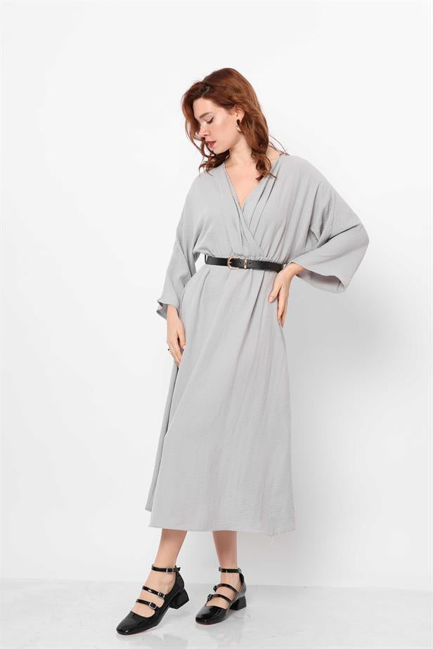 Women's Double Breasted Belted Dress Gray - STREETMODE ™
