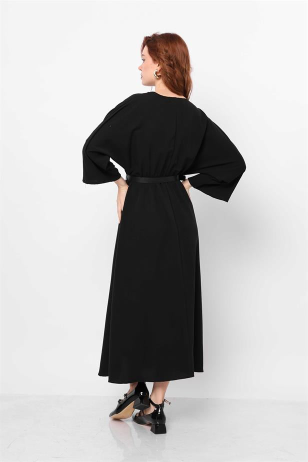 Women's Double Breasted Belted Dress Black - STREETMODE ™
