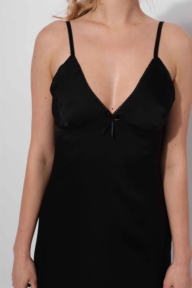 Women's Mini Ribbon Detailed Dress Black - STREETMODE ™