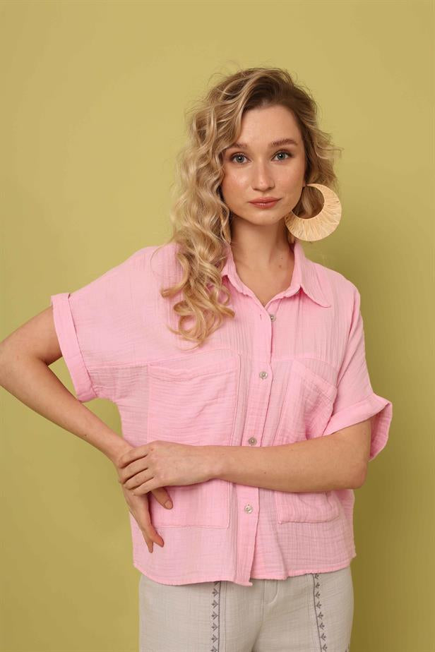 Women's Muslin Shirt Candy Pink - STREETMODE ™