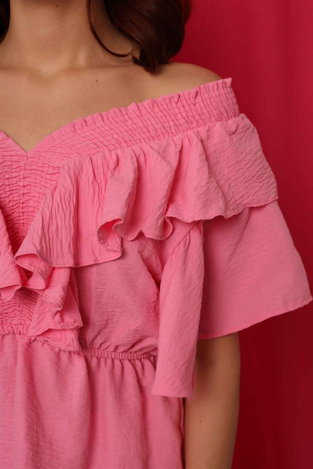 Women's Flounce Front Blouse Candy Pink - STREETMODE ™
