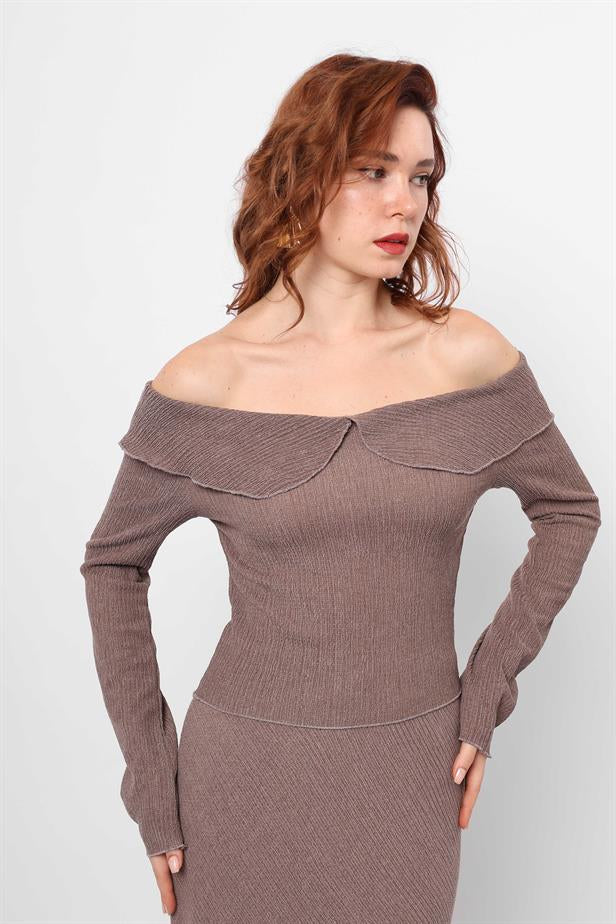 Women's Knitted Blouse Brown - STREETMODE ™