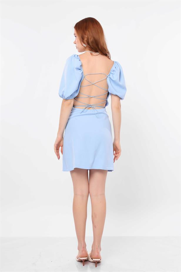 Women's Back Rope Strap Dress Baby Blue - STREETMODE ™