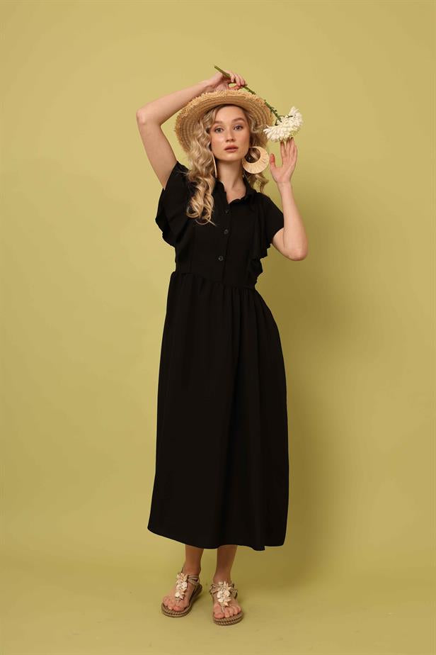 Women's Flounce Dress Black - STREETMODE ™