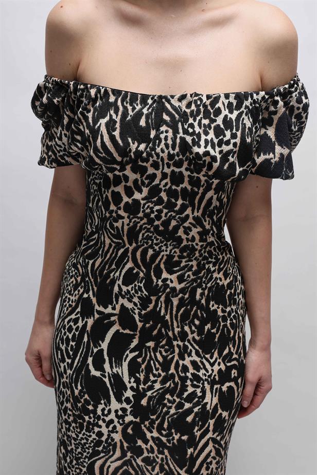 Women's Slit Zebra Pattern Dress Stone - STREETMODE ™
