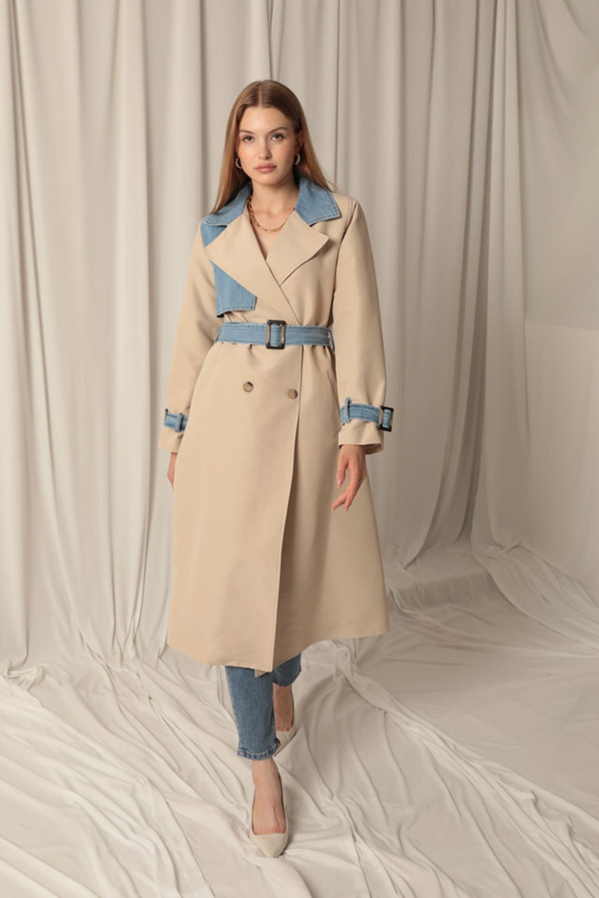 Torino Fabric Women's Stone Trench Coat