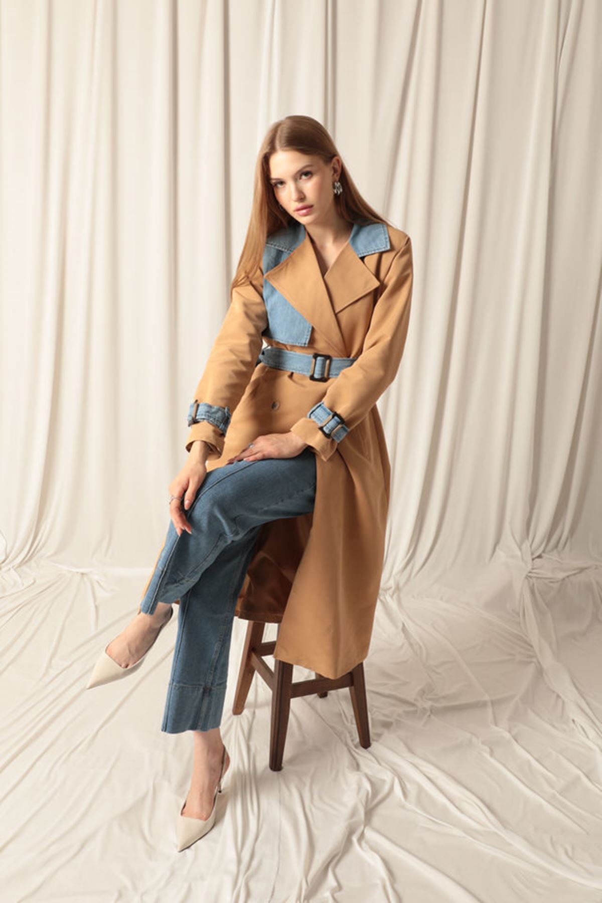 Torino Fabric Women's Tan Trench Coat