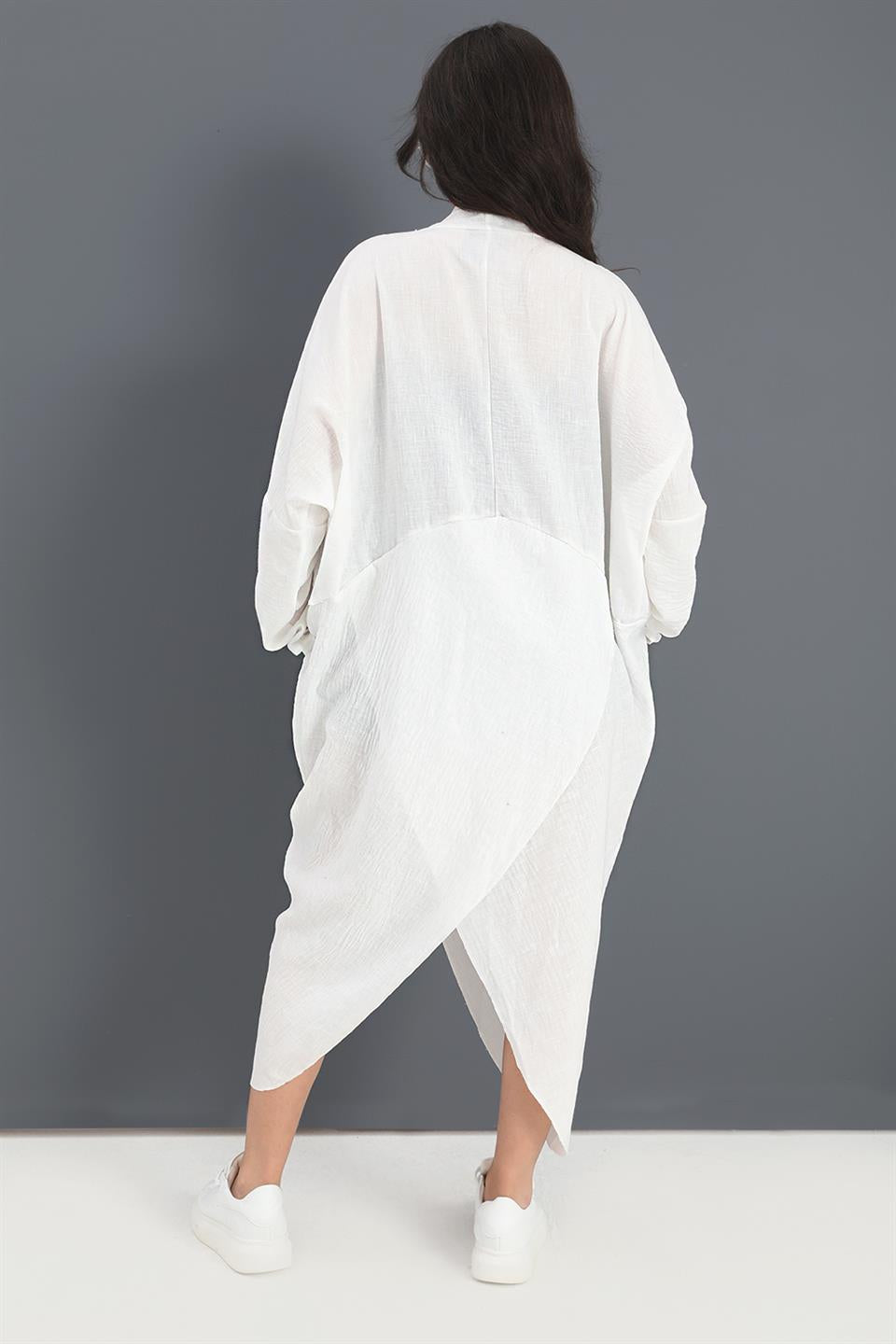 Women's Tunic Bohemian Pocket Plain Linen - Ecru - STREET MODE ™
