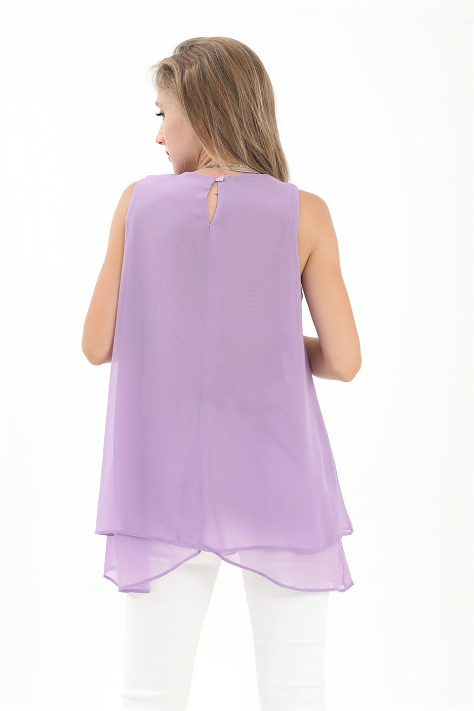 Women's Long Chiffon Tank Top - Lilac - STREET MODE ™