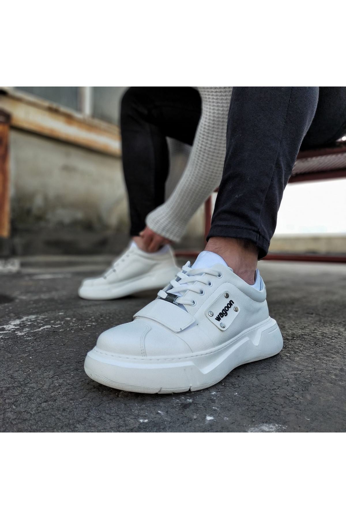 WG018 White High Sole Shoes - STREETMODE ™