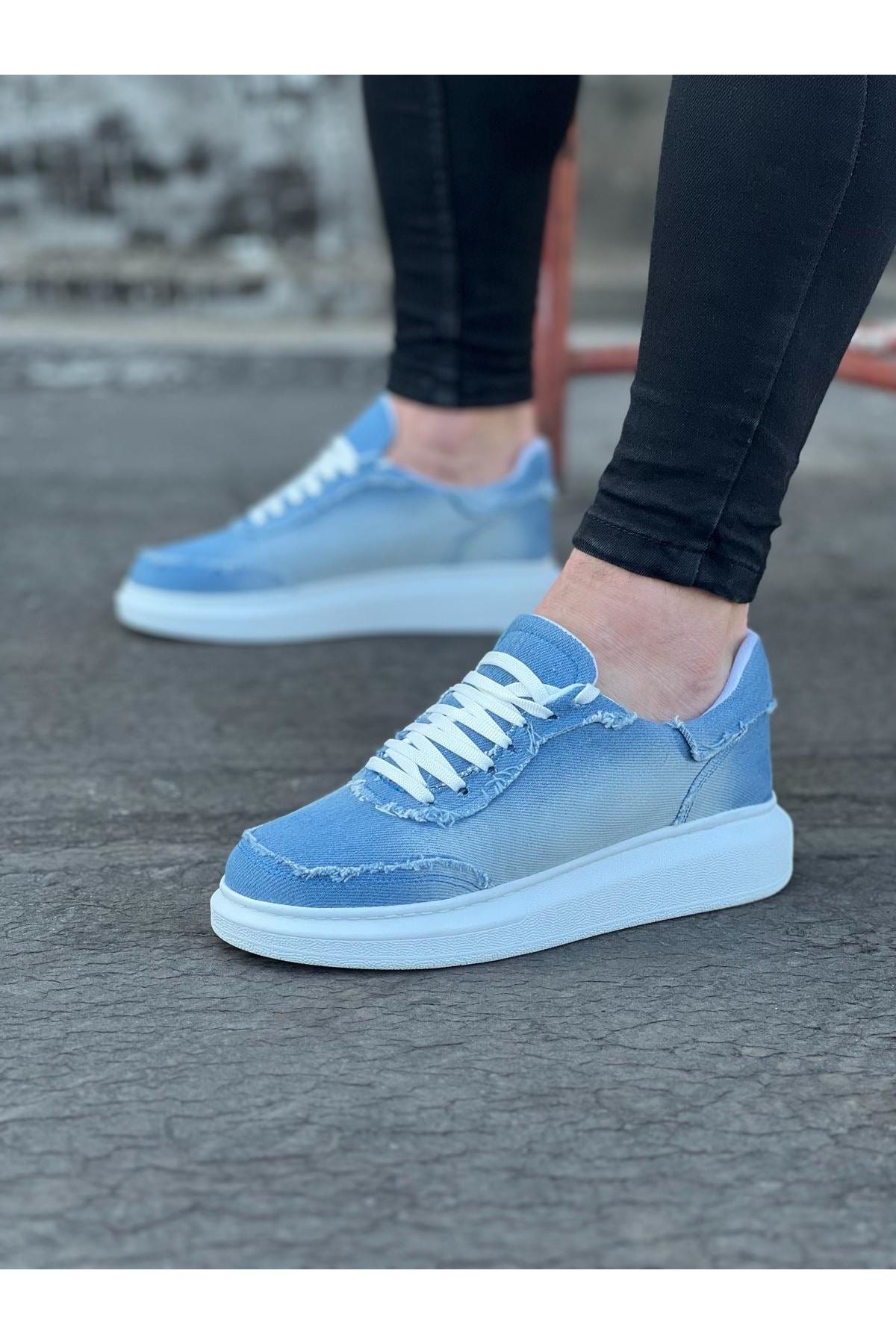 WG018 Ice Blue Men's Casual Shoes - STREETMODE ™