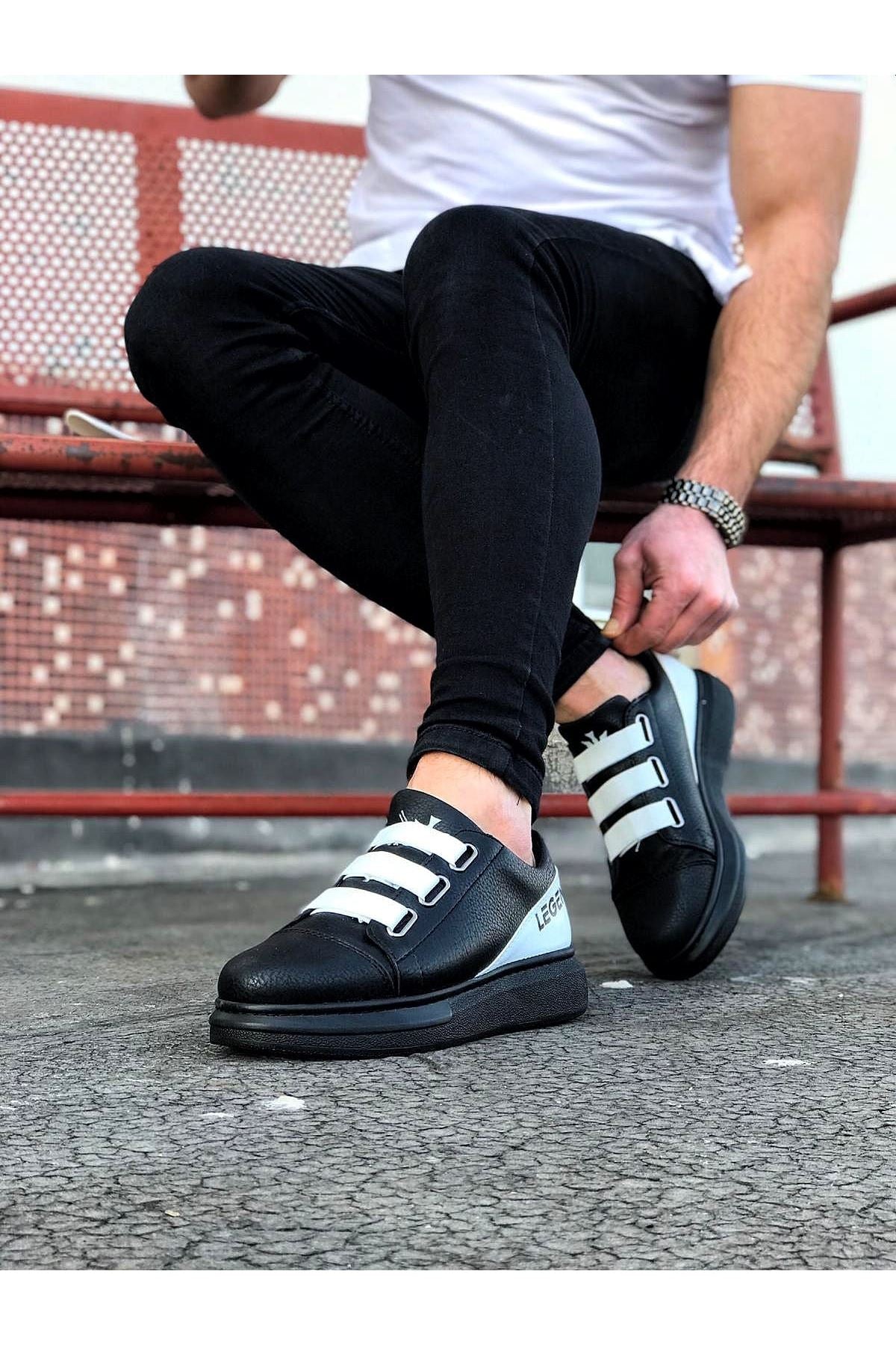 WG029 3-Stripes Legend Charcoal White Thick Sole Casual Men's Shoes sneakers - STREETMODE ™