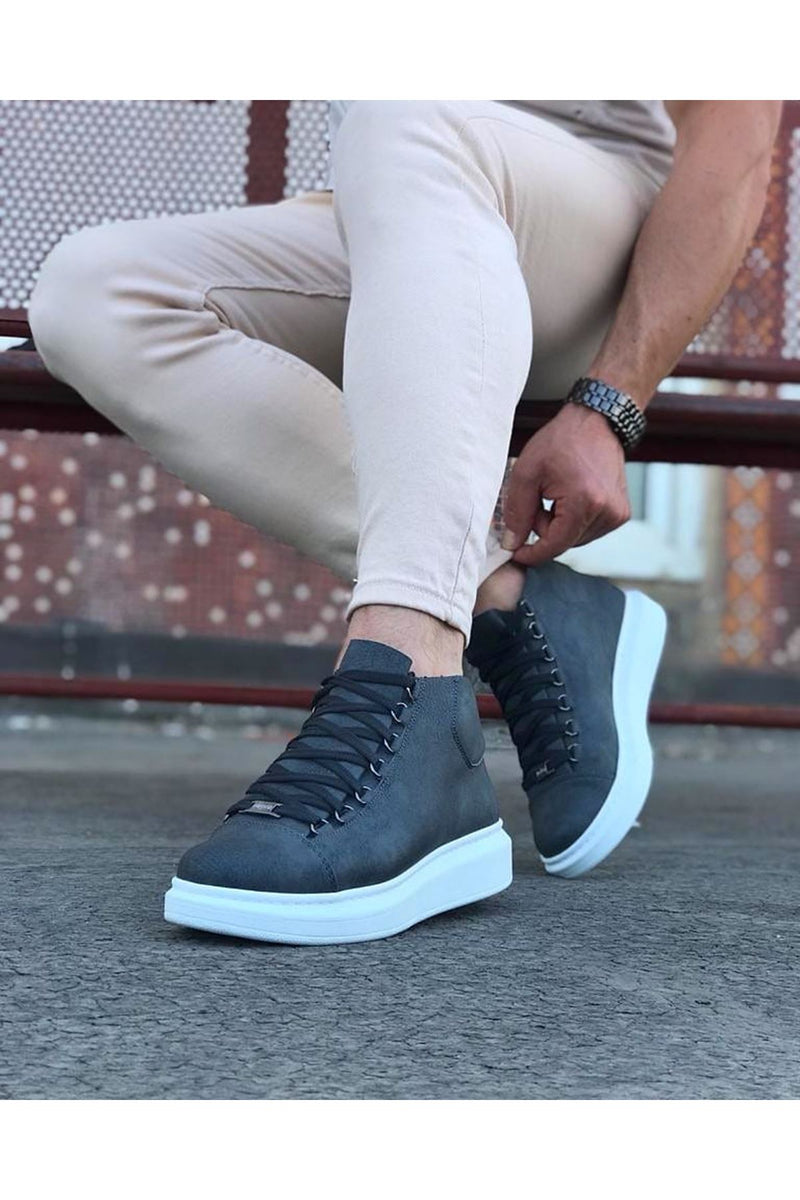 WG032 Gray Lace-up Sneakers Half Ankle Boots - STREETMODE ™