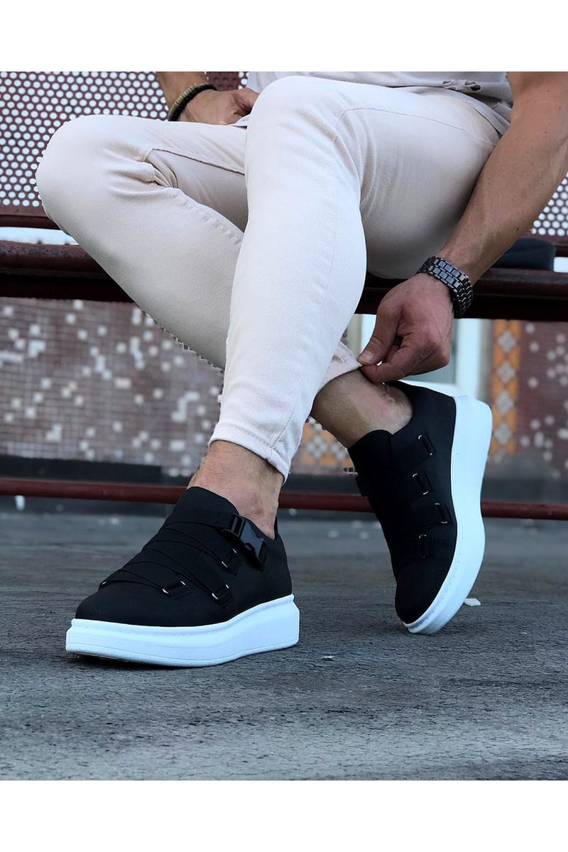 WG033  Black Men's High-Sole Shoes sneakers - STREETMODE ™