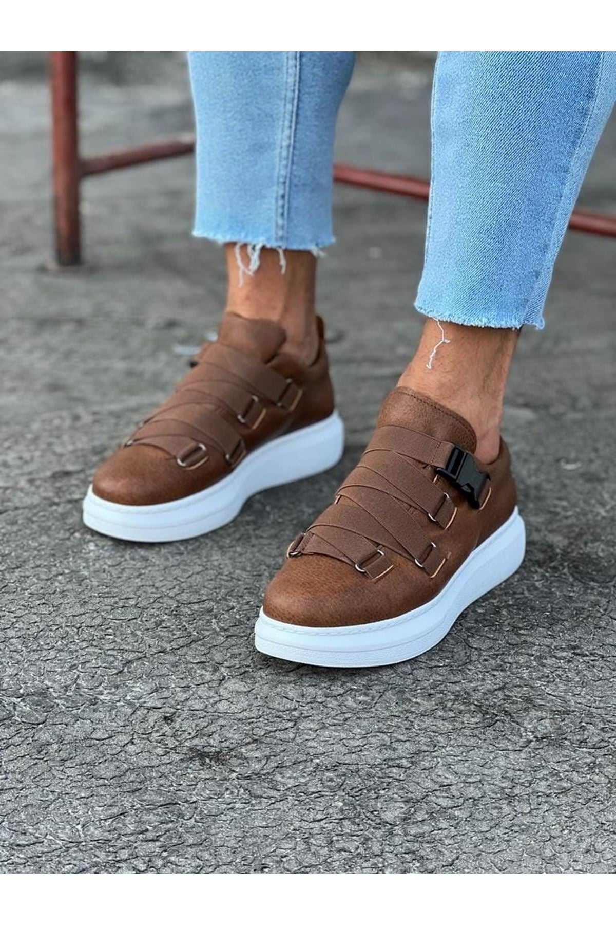 WG033 Tobacco Men's High-Sole Shoes sneakers - STREETMODE ™