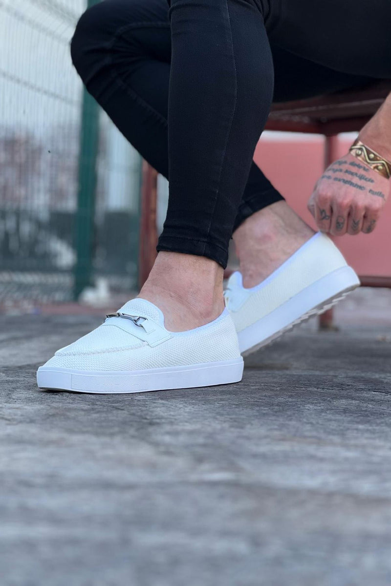 WG060 White Knitwear Ballerina Men's Casual Shoes - STREETMODE ™