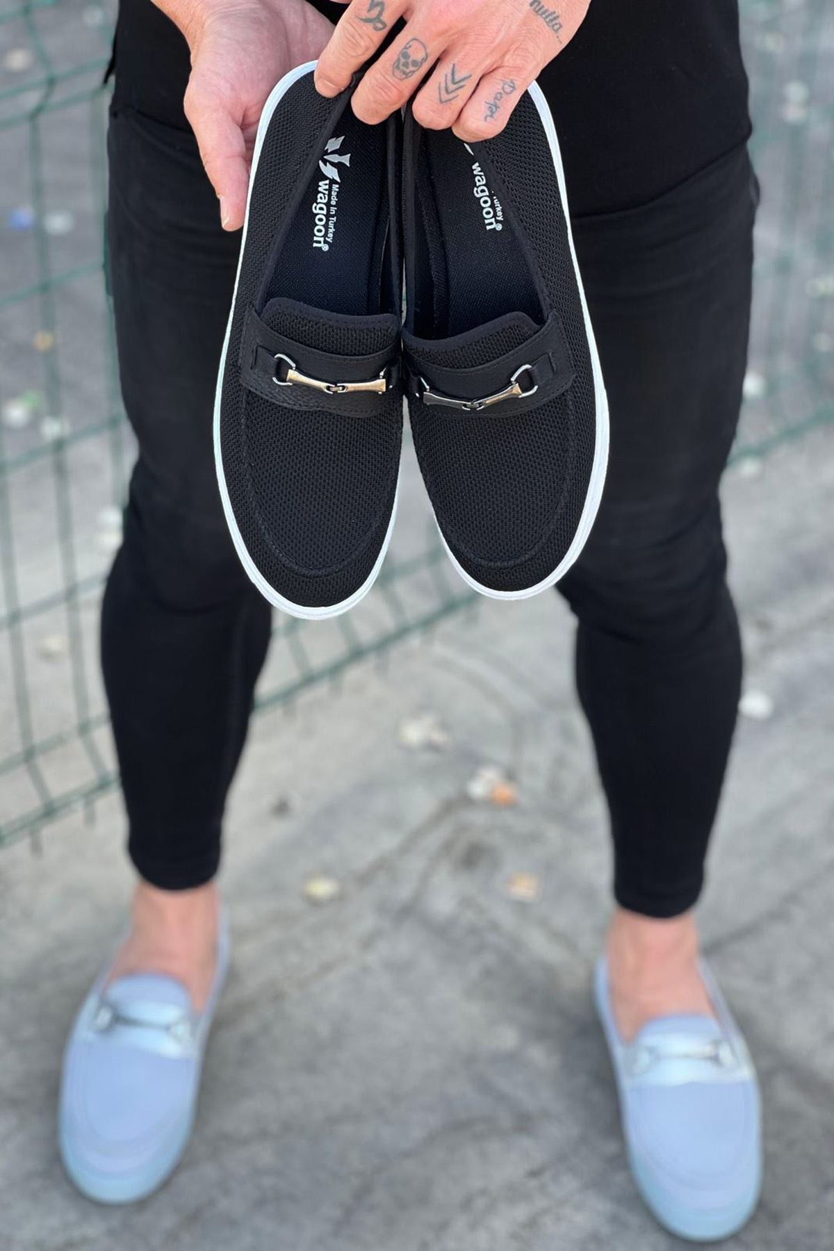 WG060 Black Knitwear Ballerina Men's Casual Shoes - STREETMODE ™