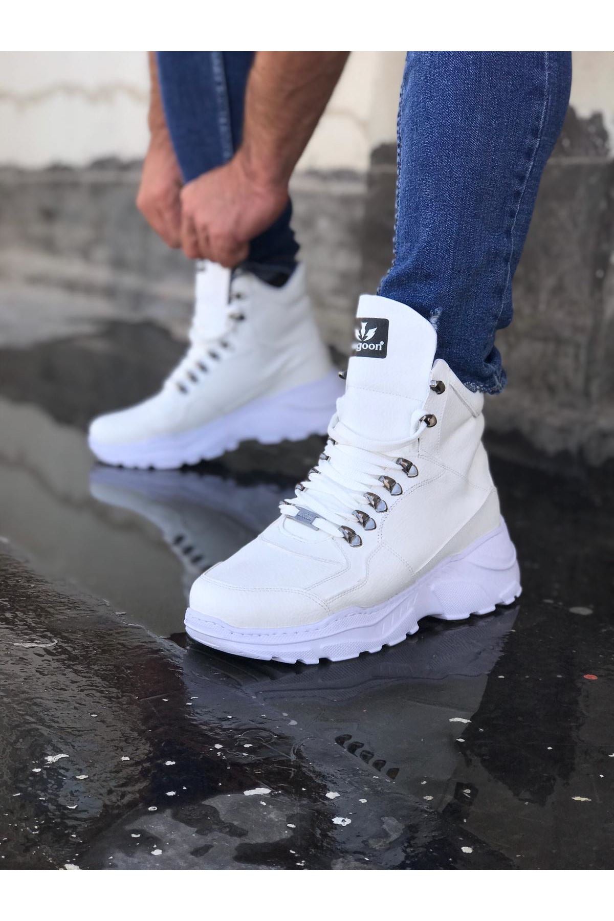 Original Design WG07 White Color Long Lace-up Boots - STREETMODE ™